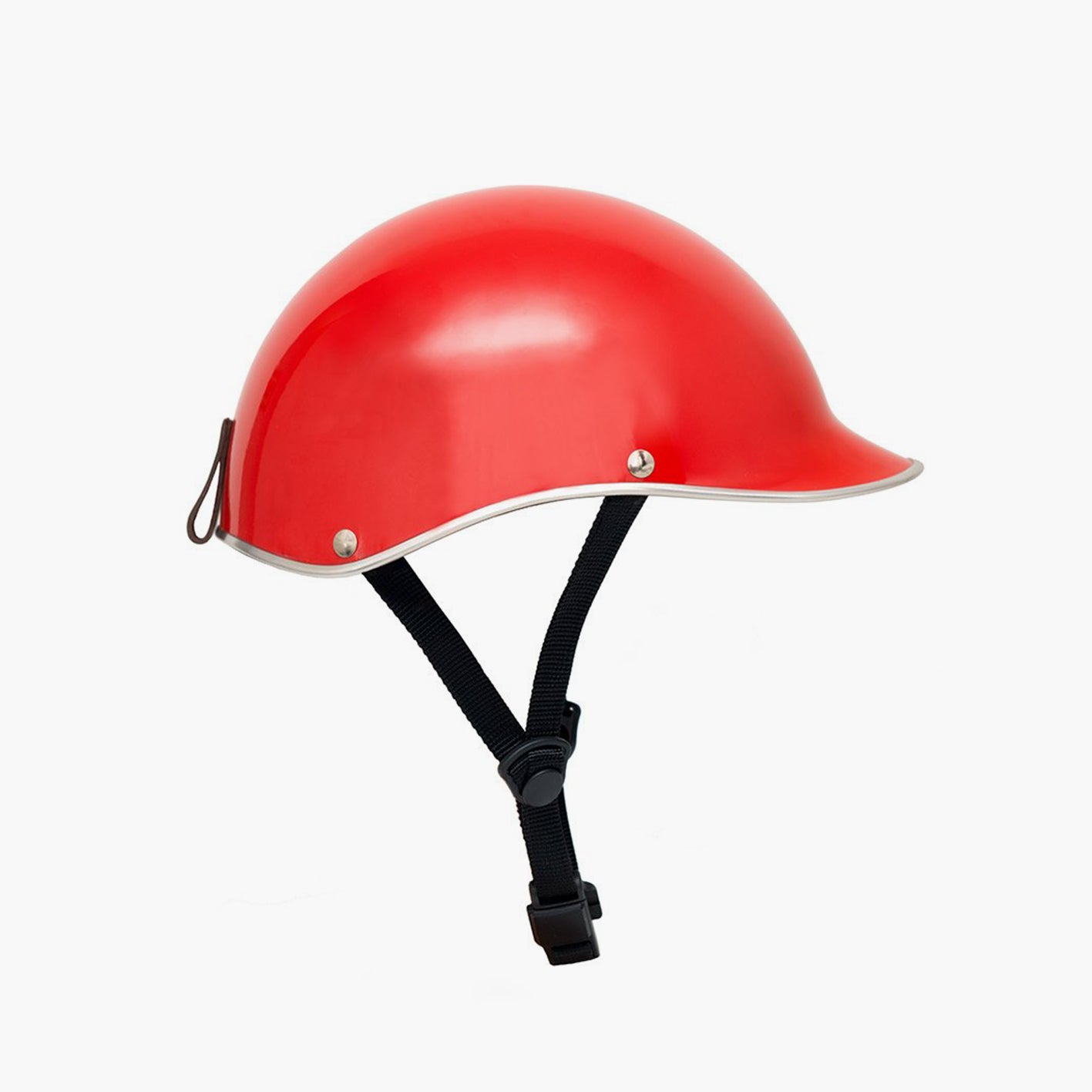 Right side view of Dashel Carbon Fibre Edition Carbon Red bike helmet with carbon fibre shell and vegan leather loop