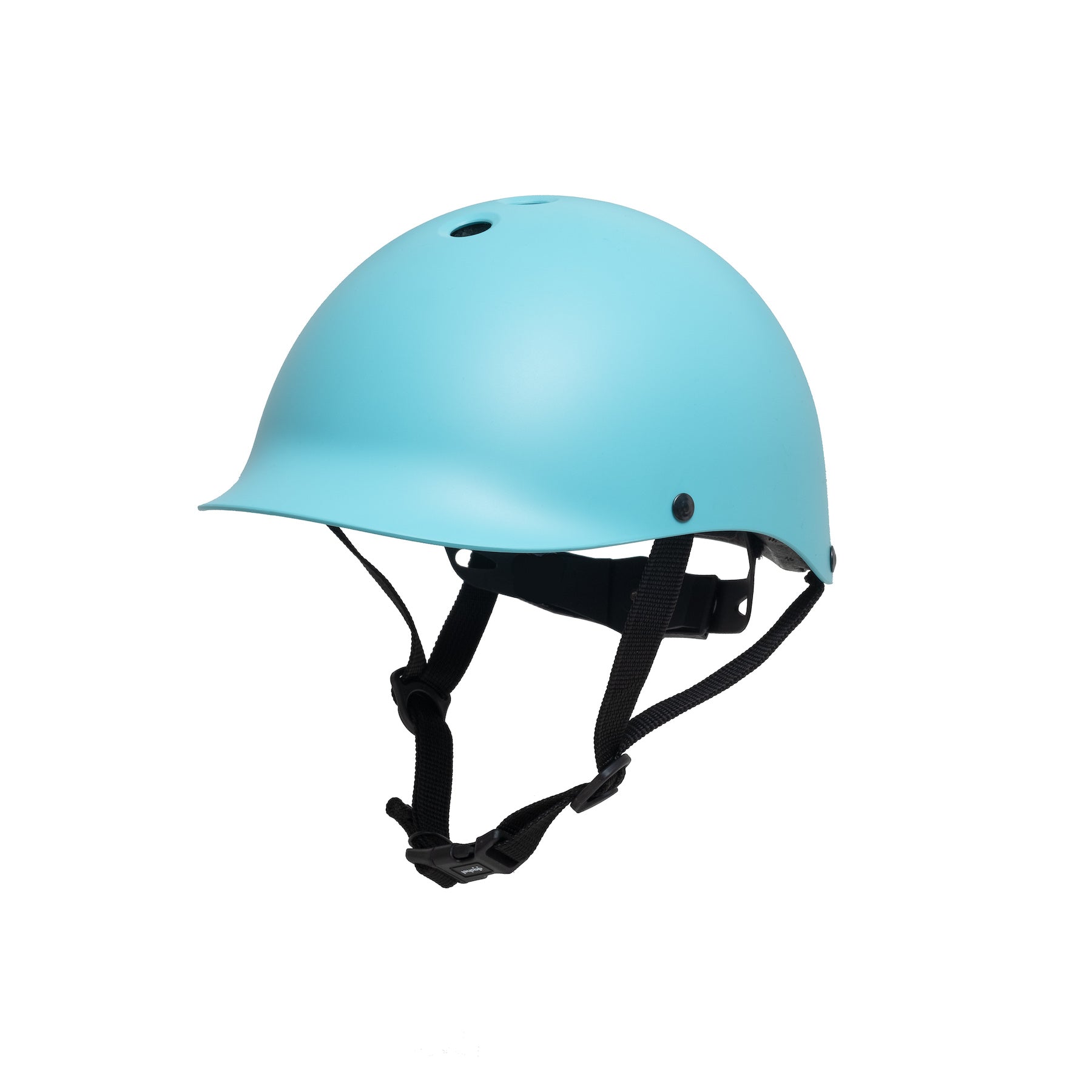 Left side view of Dashel Kids Ocean Turquoise bike helmet with lightweight recyclable shell and adjustable chin strap
