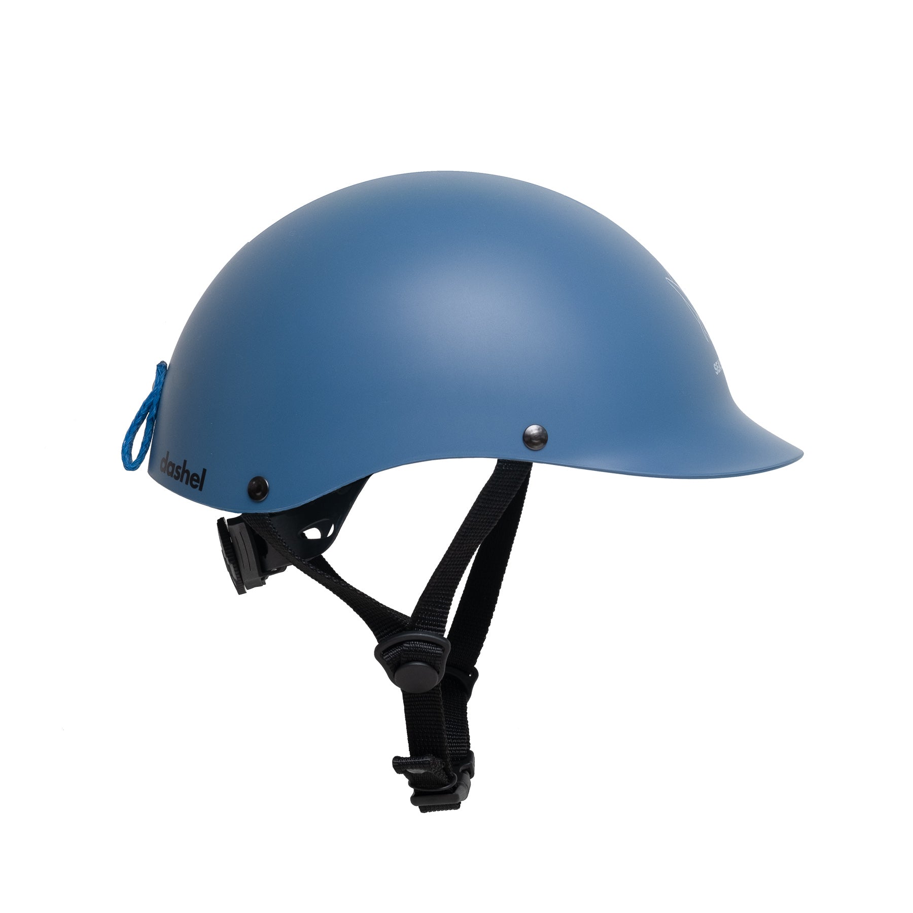 Right side view of Dashel Kids Sea Shepherd Blue Whale bike helmet with recyclable shell and ghost net loop