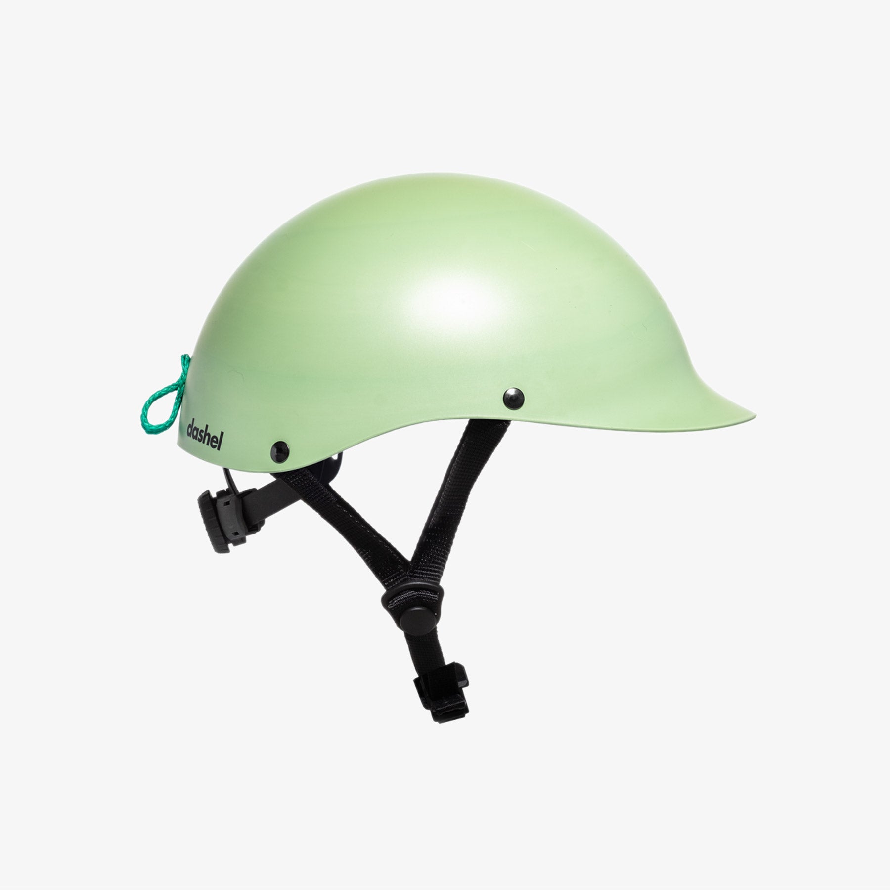 Right side view of Dashel Ocean Edition Ocean Green bike helmet with wave-effect finish and green ghost net carrying loop
