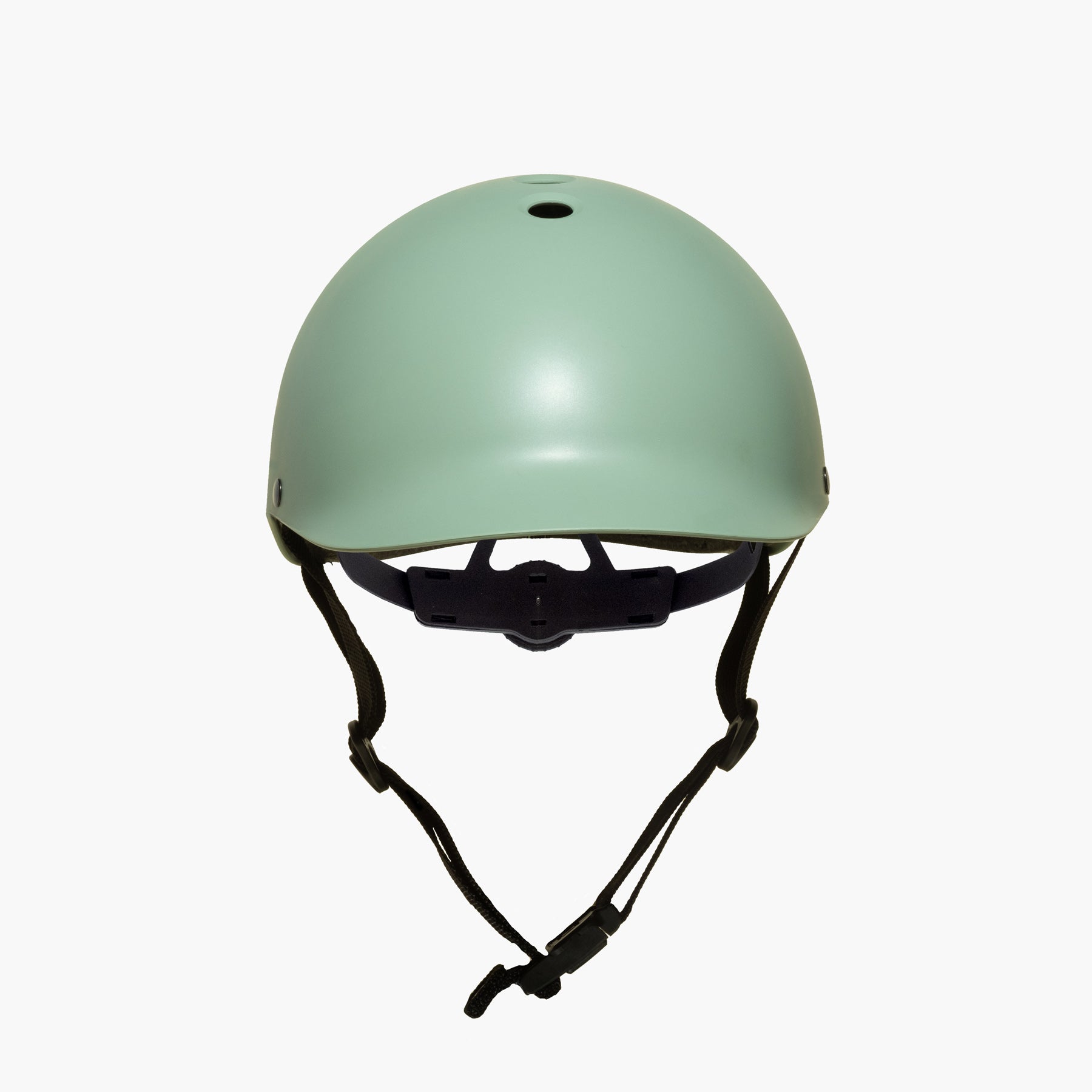 Front view of Dashel ReCycle Sage Green bike helmet with top vents and lightweight recyclable shell