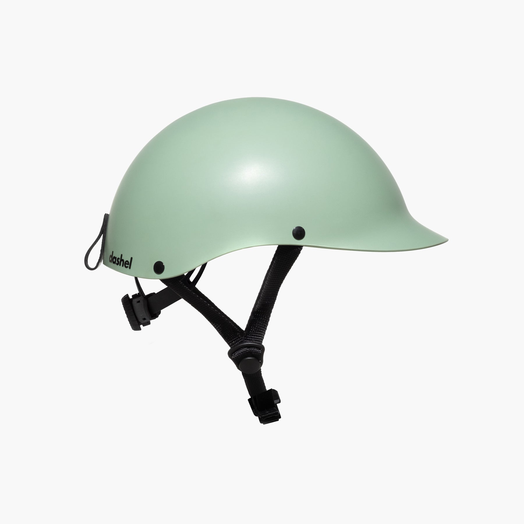 Right side view of Dashel ReCycle Sage Green bike helmet with recyclable shell and vegan leather loop