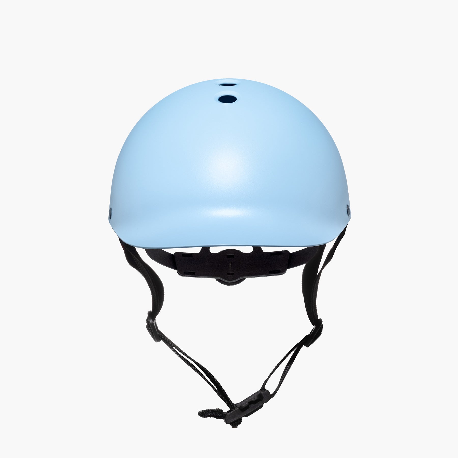 Front view of Dashel ReCycle Sky Blue bike helmet with top vents and lightweight recyclable shell
