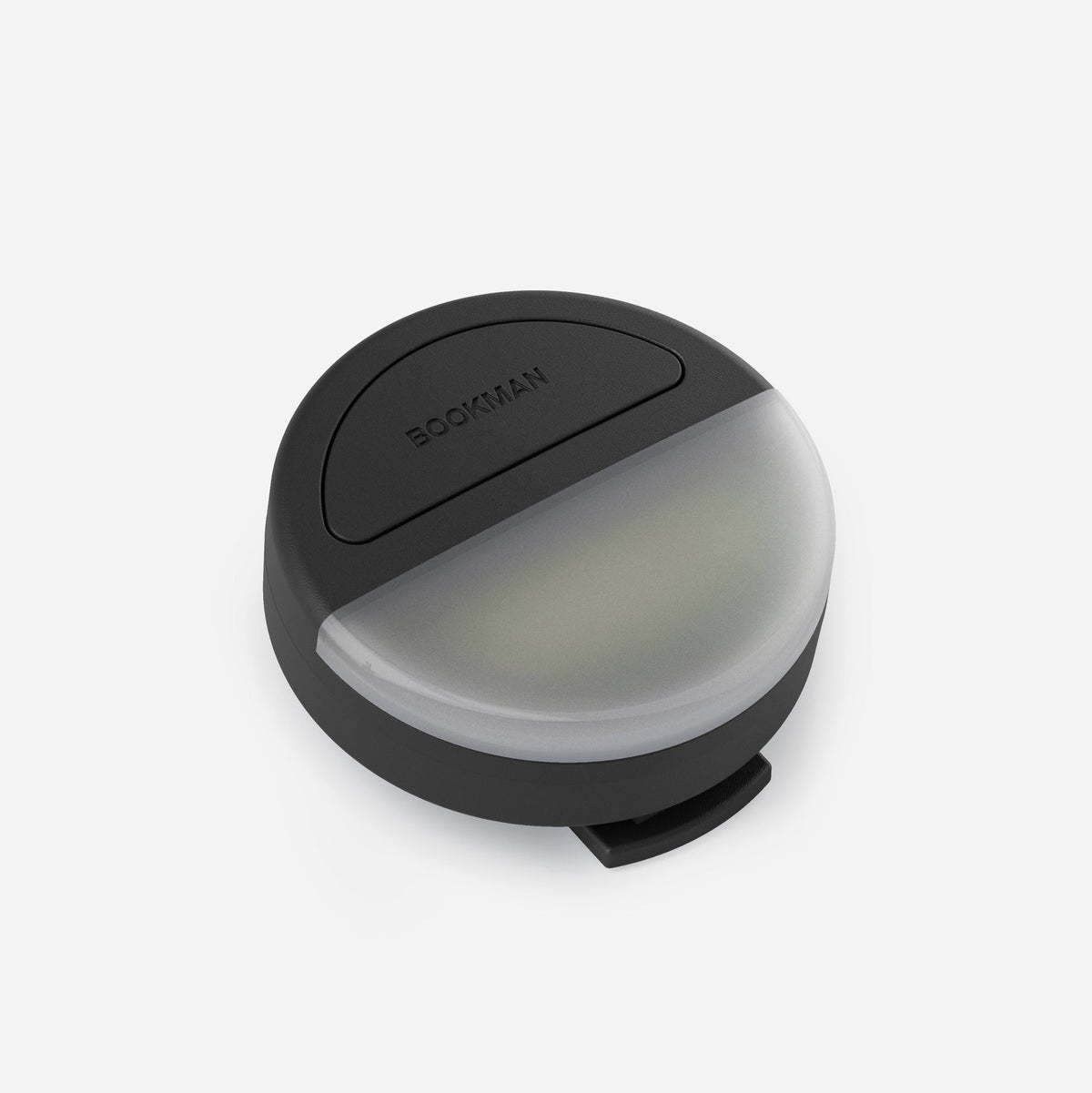 Angled view of the black Bookman Eclipse safety light